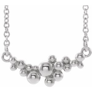 Sterling Silver 15.74 X 6.65 Mm 18 In Polished Scattered Bead Necklace