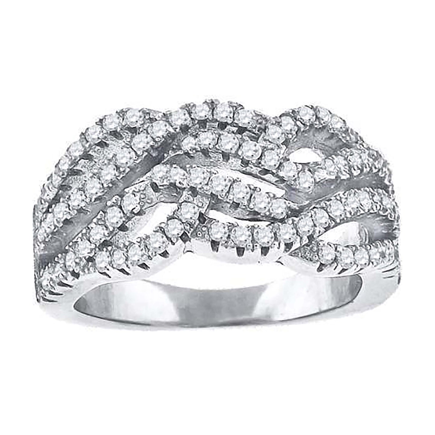 Sterling Silver Womens Cubic-Zirconia Infinity Fashion Bridal Anniversary Wedding Engagement Band Ring