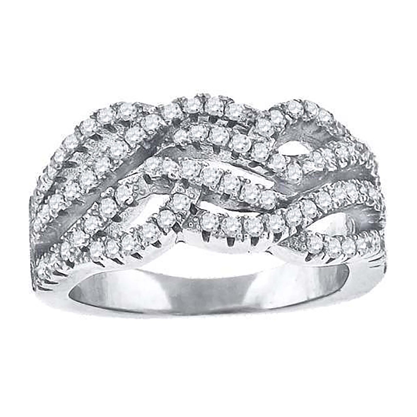 Sterling Silver Womens Cubic-Zirconia Infinity Fashion Bridal Anniversary Wedding Engagement Band Ring