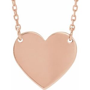 14K Rose Gold 8 X 7.2 Mm 16-18 In Polished Engravable Heart Necklace