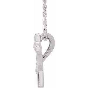 Sterling Silver 13.32 X 9.97 Mm 15 In Polished Cross With Heart Youth Necklace