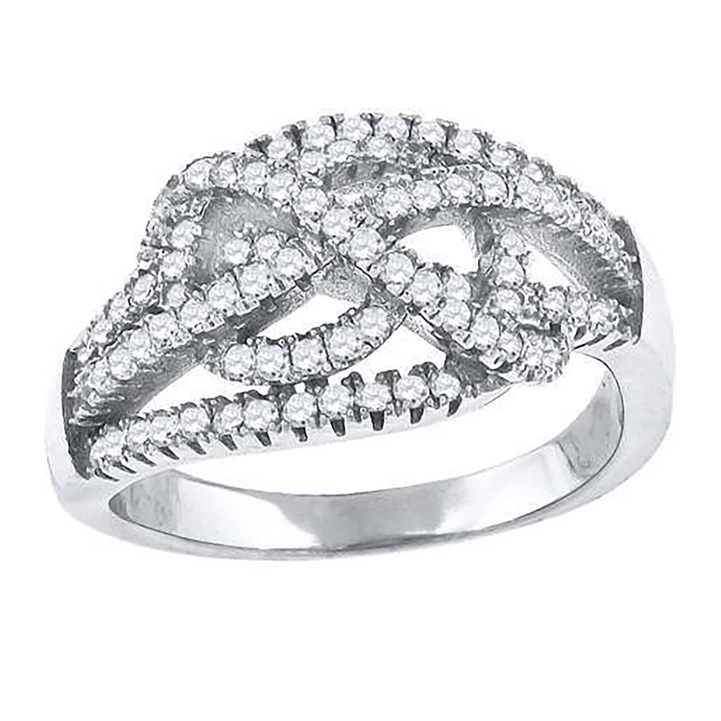 Sterling Silver Womens Cubic-Zirconia Knotted Fashion Bridal Anniversary Wedding Engagement Band Ring