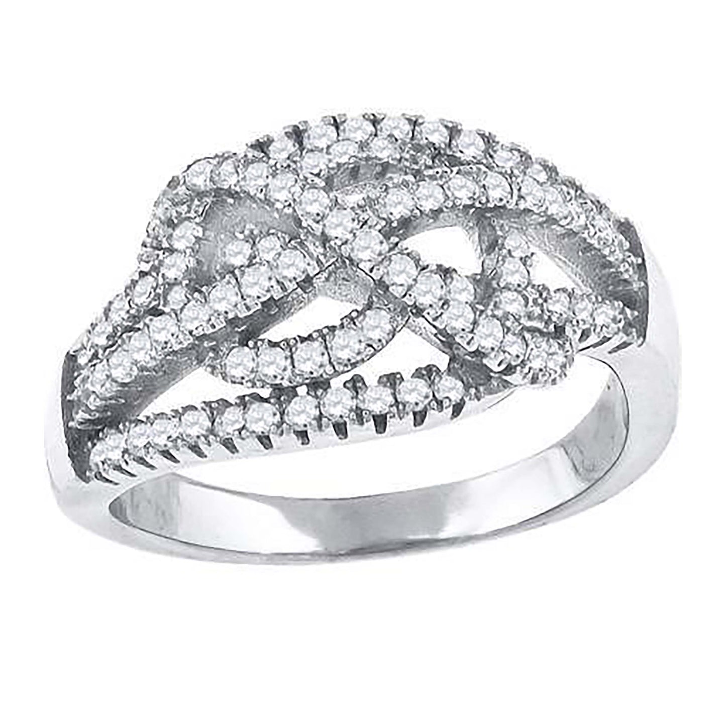 Sterling Silver Womens Cubic-Zirconia Knotted Fashion Bridal Anniversary Wedding Engagement Band Ring