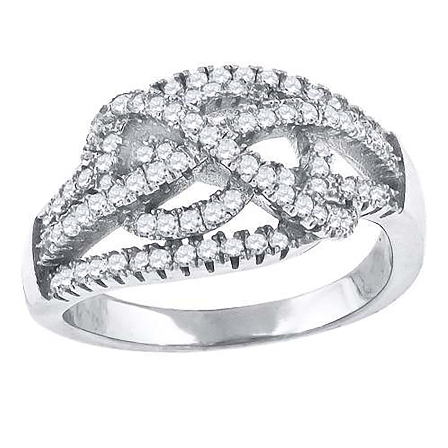 Sterling Silver Womens Cubic-Zirconia Knotted Fashion Bridal Anniversary Wedding Engagement Band Ring