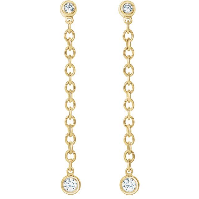 14K White Or Yellow Or Rose Gold 1.9 Mm Round Friction Back Polished 1/5 Ctw Natural Diamond Chain Earrings