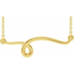 14K Yellow Gold 28.6 X 8 Mm 18 In Polished Freeform Bar Necklace