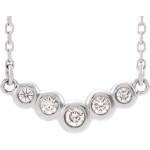 14K White Gold Round 2Mm G-H I1 Natural Diamond Bezel Set V Necklace, Length: 18 In