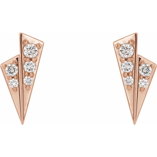 14K Rose Gold Round Friction Back Polished 1/6 Ctw Natural Diamond Geometric Earrings