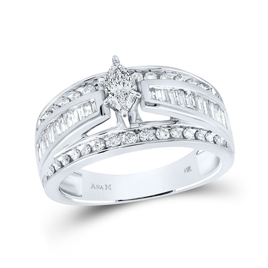 14K Yellow Or White Gold  Marquise Diamond Solitaire Bridal Wedding Engagement Ring 1 Cttw, Womens Size: 5-10
