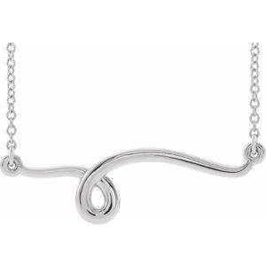 Sterling Silver 28.6 X 8 Mm 18 In Polished Freeform Bar Necklace