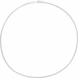 Rhodium-Plated Sterling Silver Spring Ring Cable Chain, Length: 16-18 In, Width: 2.1 Mm