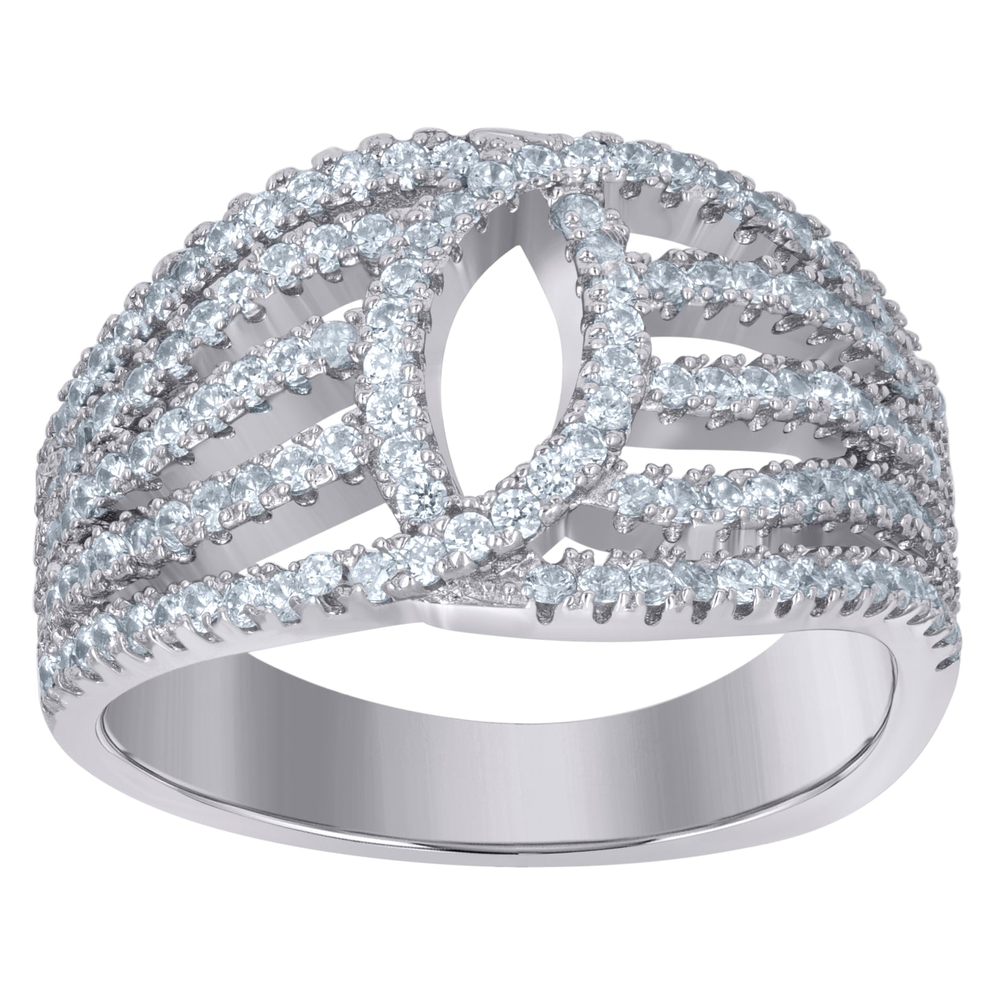 Sterling Silver Womens Cubic-Zirconia Fashion Bridal Anniversary Wedding Engagement Band Ring