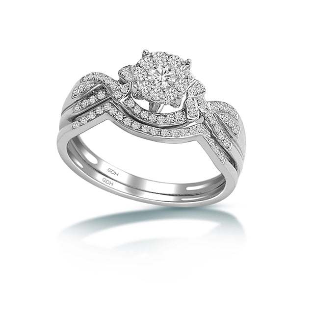 14K White Gold 0.50 CT Round Diamonds Ladies Ring