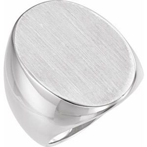 Sterling Silver 27 X 19 Mm Brush Polished Signet Ring Size 10