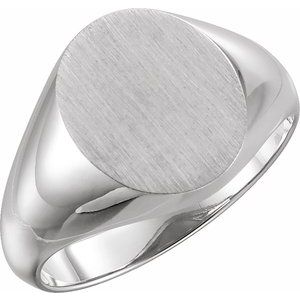 Sterling Silver 14 X 12 Mm Brush Polished Signet Ring Size 10