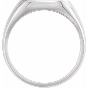 10K White Gold 14 X 14 Mm Brush Polished Signet Ring Size 11
