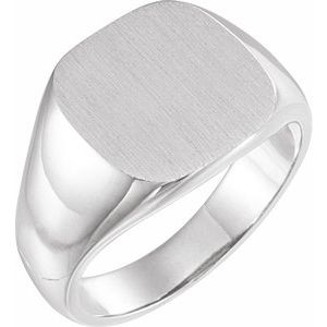 Sterling Silver 18 X 18 Mm Brush Polished Solitaire Ring Mounting Size 11