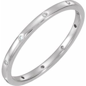 Platinum Set 7 Round 1 Mm 1.6 Mm Polished .04 Ctw Natural Diamond Comfort-Fit Band Size 7