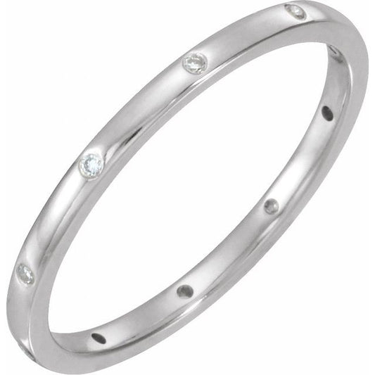 14K Yellow Gold Round 1 Mm X 1.6 Mm Polished .04 Ctw Natural Diamond Comfort-Fit Band, Size 6.5