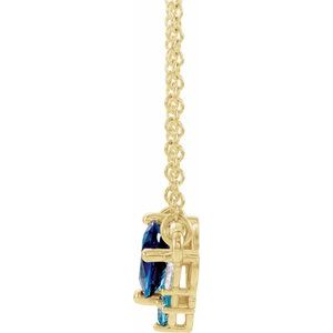 14K Yellow Gold Pear 6 X 4Mm G-H I1 Natural Multi-Gemstone And .05 Ctw Natural Diamond Necklace, Length: 16 In