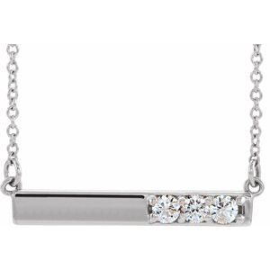 14K White Gold Round 2.5Mm Gh I1 1/5 Ctw Natural Diamond Bar Necklace, Length: 18 In