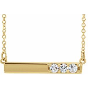 14K Yellow Gold Round 2.5Mm Gh I1 1/5 Ctw Natural Diamond Bar Necklace, Length: 18 In