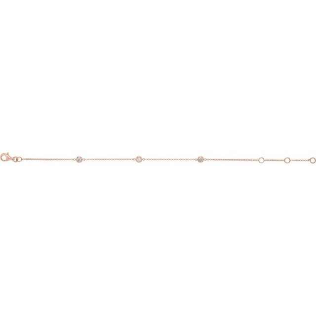 14K Yellow Or White Or Rose Gold Round 2.3Mm I1, G-I 5 1/2-7 In Polished 1/6 Ctw Natural Diamond Bezel-Set 3-Station Bracelet