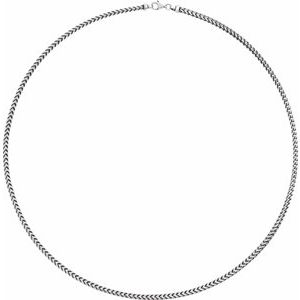 Sterling Silver Lobster Clasp Oxidized Franco Chain, Length: 24 In, Width: 3 Mm