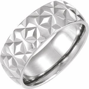14K White Gold Geometric Band Size 8