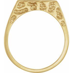14K Yellow Gold 14 Mm Polished Mens Solid Nugget Ring Size 11