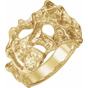 10K Yellow Gold 18 Mm Polished Mens Nugget Ring Size 11