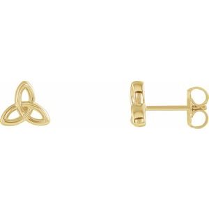 14K Yellow Gold Pair Friction Backs Celtic-Inspired Trinity Earrings