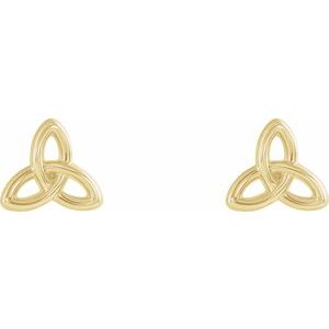 14K Yellow Gold Pair Friction Backs Celtic-Inspired Trinity Earrings