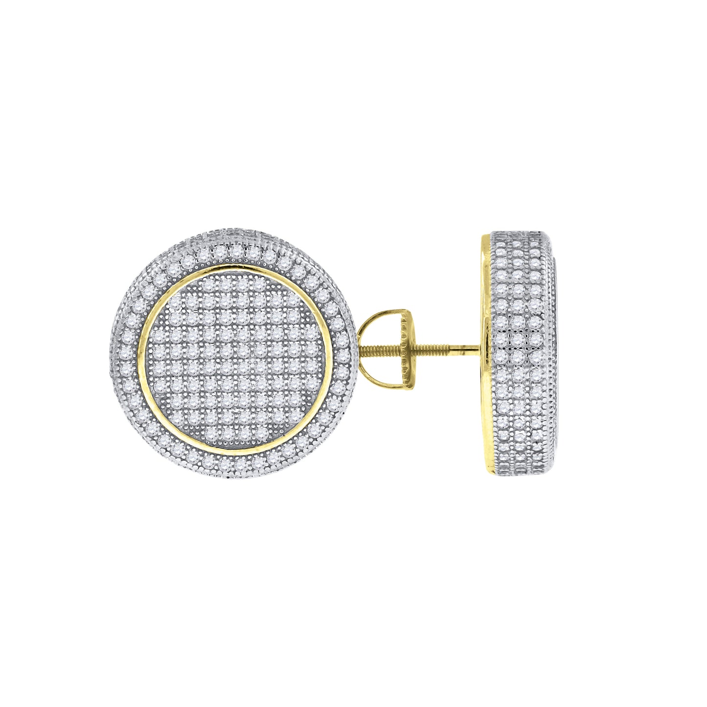 Sterling Silver Or Yellow-Tone Unisex Cubic Zirconia Round Stud Earrings