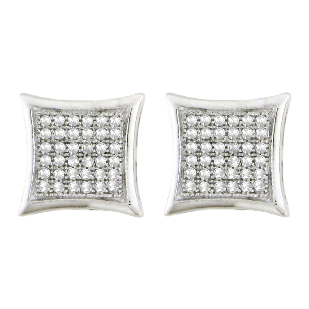 10K White Gold White Gold 0.29 Cttw Round Diamond Micro Pave Earring