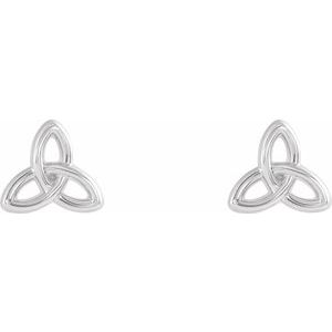 14K White Gold Pair Friction Backs Celtic-Inspired Trinity Earrings