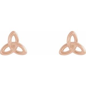 14K Rose Gold Pair Friction Backs Celtic-Inspired Trinity Earrings