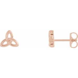 14K Rose Gold Pair Friction Backs Celtic-Inspired Trinity Earrings
