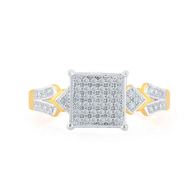 10K Yellow Gold 0.19 Cttw Round Micro Pave Diamond Ladies Ring
