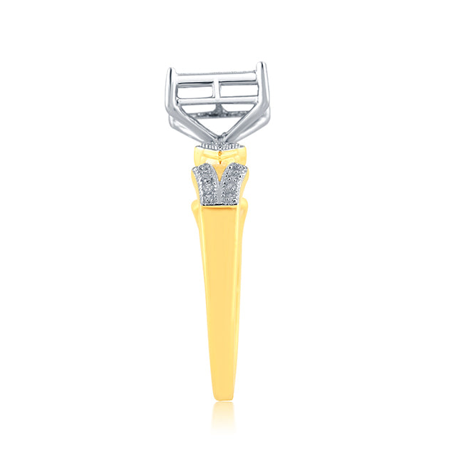10K Yellow Gold 0.19 Cttw Round Micro Pave Diamond Ladies Ring