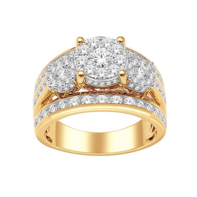 14K Yellow Gold 2.05 Cttw Round Diamond Ladies Ring