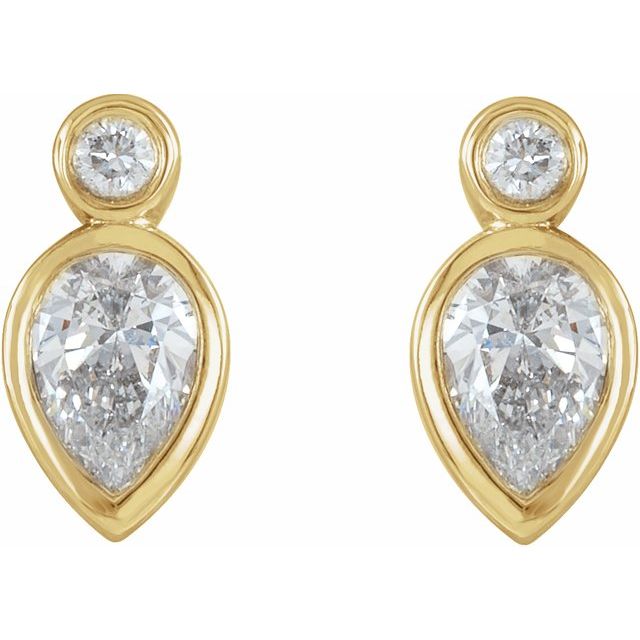 14K Yellow Gold Pear 4.5 X 3 Mm Friction Backs Polished 1/3 Ctw Natural Diamond Earrings With Backs