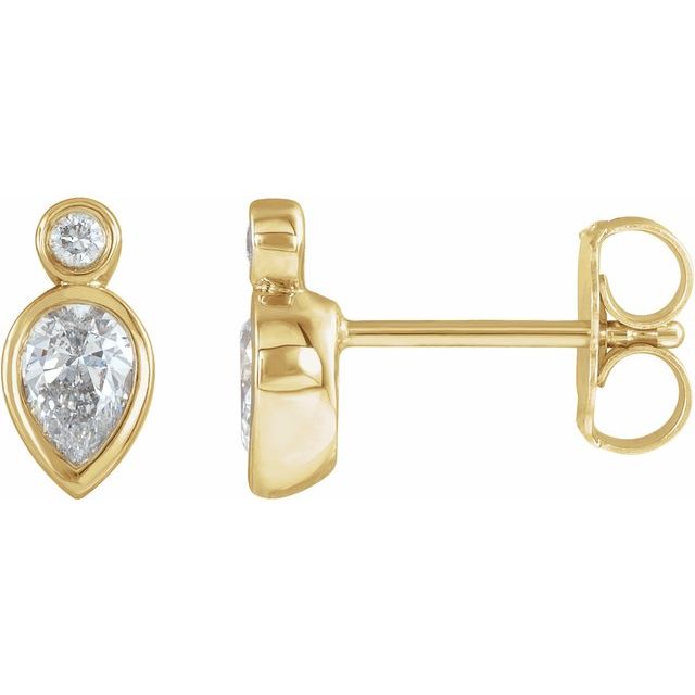 14K Yellow Gold Pear 4.5 X 3 Mm Friction Backs Polished 1/3 Ctw Natural Diamond Earrings With Backs