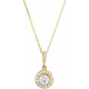 14K Yellow Gold Round 5.6Mm Gh Si1-Si2 9/10 Ctw Lab-Grown Diamond Necklace, Length: 18 In