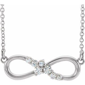 Sterling Silver 1/8 CTW Natural Diamond Infinity-Inspired Bar 18" Necklace