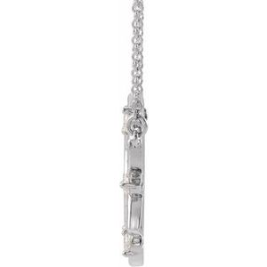 14K White Gold 17.6 X 16.9 Mm 18 In Polished 1/4 Ctw Natural Diamond Necklace