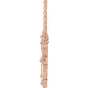14K Rose Gold 17.6 X 16.9 Mm 18 In Polished 1/4 Ctw Natural Diamond Necklace