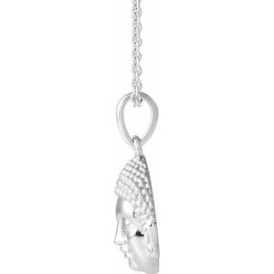 Sterling Silver 10.4 X 4.2 Mm 16-18 In Polished Meditation Buddha Necklace