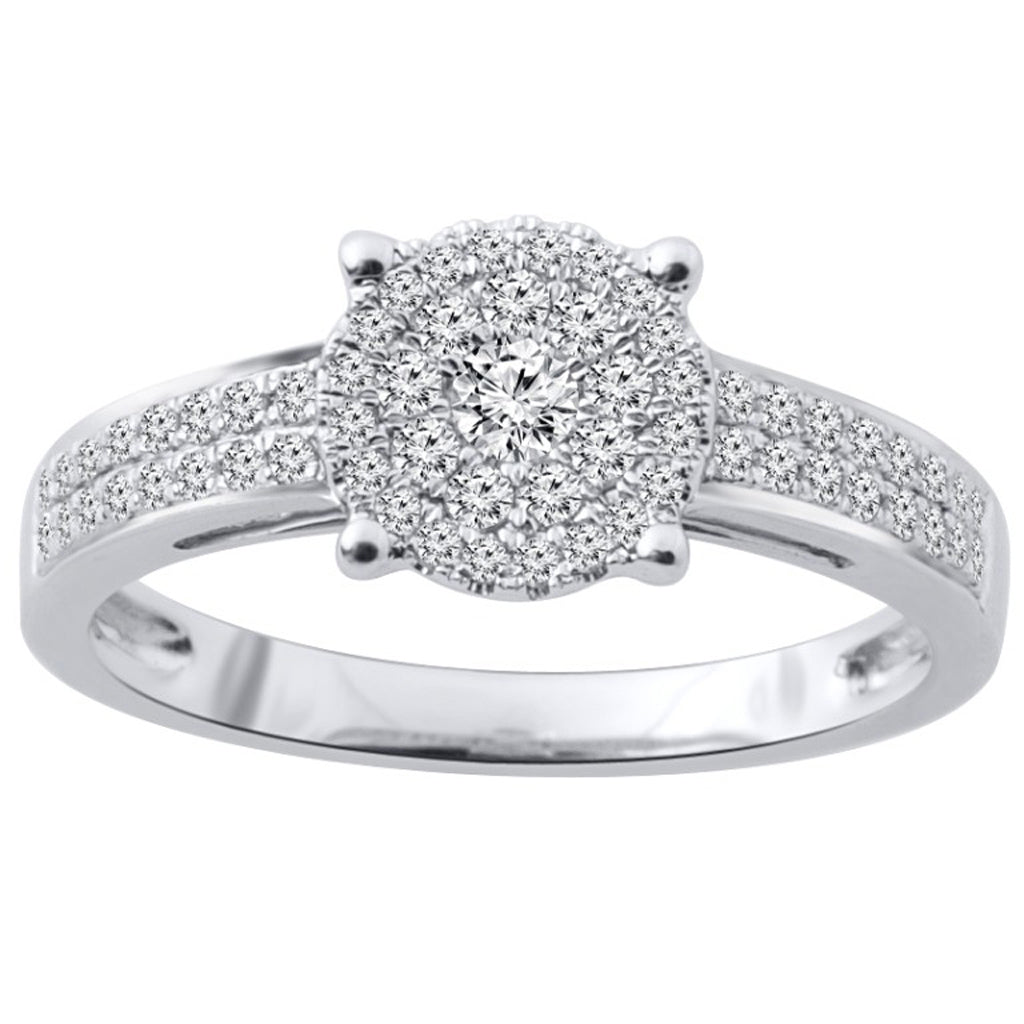14K White Gold 0.49 Cttw Round Diamond Ladies Ring