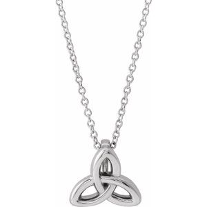 Sterling Silver 10 X 9.3 Mm 16-18 In Polished Celtic-Inspired Trinity Necklace
